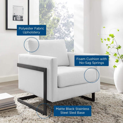 Posse Upholstered Fabric Accent Chair in Black White