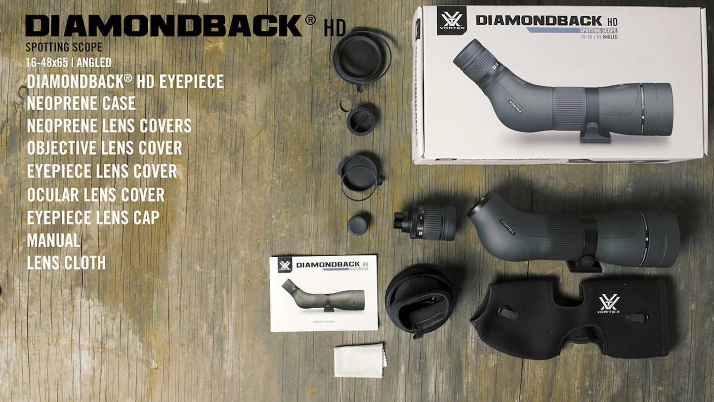 Vortex Optics Diamondback HD Spotting Scope 16-48x65 Angled, Green