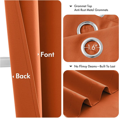 MIULEE Short Orange Blackout Curtains - Thermal Insulated Privacy Drapes for Kitchen & Bedroom | 40 x 36 Inch, 2 Panels