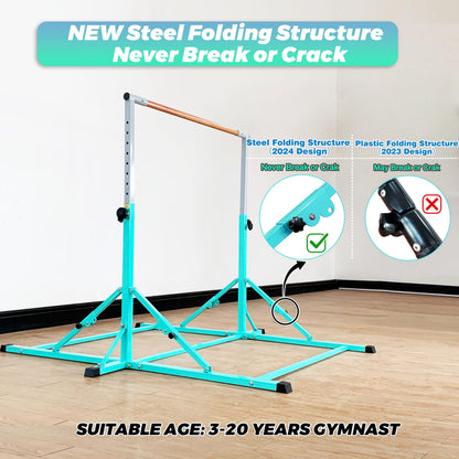 MARFULA Foldable Gymnastic Bar with Mat for Kids Ages 3-20, 350 lbs Weight Capacity, Gymnastic Kip Bar Horizontal Bar for Gymnast, Gymnastic Training Equipment for Home and Gymnastic Center Use