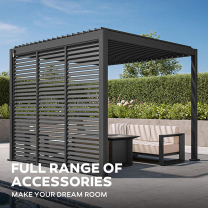 Mirador 111S Round Louvered Pergola Gazebo, 10Ft x 10Ft, Full Aluminum Frame, Adjustable Roof, Outdoor, Durable, Charcoal