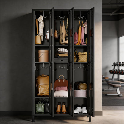 PioneerWorks Metal Locker 6 Door Storage Cabinet, Gym Storage Locker with Hook for Gyms, Schools, Classrooms, Homes, Offices and Employee Dormitories