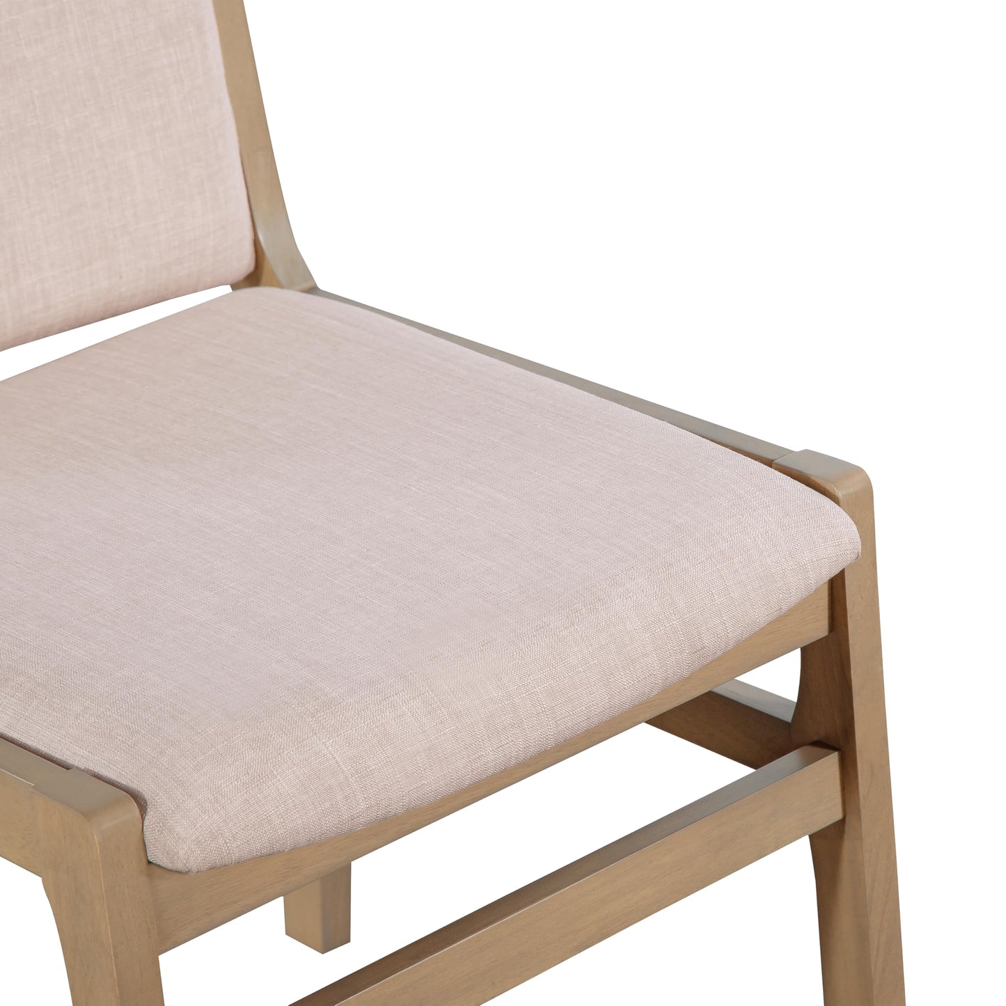 Christopher Knight Home Dash Rubber Wood Dining Chairs Set of 4, Modern Upholstered Dining Chairs, Armless Kitchen Chairs, Dining Room Living Room Accent Chair for Extra Seat, Light Natural+Beige