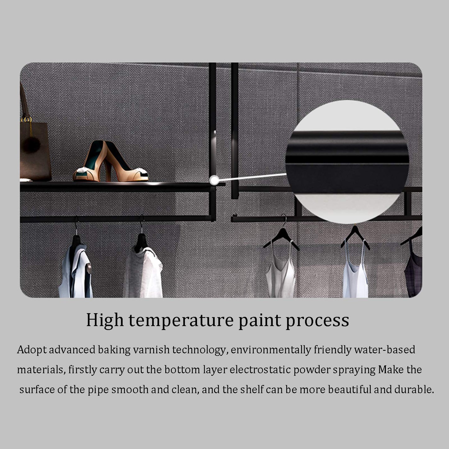 JHNKOJ Heavy Wall-Mounted Metal Garment Rack,Commercial Clothing Store Display Rack Suspended Ceiling Hanger,Clothes Hanger Rod for Retail Stores,Clothes Rod for Boutiqu,D