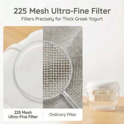 Greek Yogurt Strainer | 2 QT Ultra-Fine Mesh Filter with Spring Press | Yogurt, Kefir, Nut Milk & Soy Milk Strainer | BPA-Free Large Yogurt Container for Home Kitchen | MultiFunctional Yogurt Filter