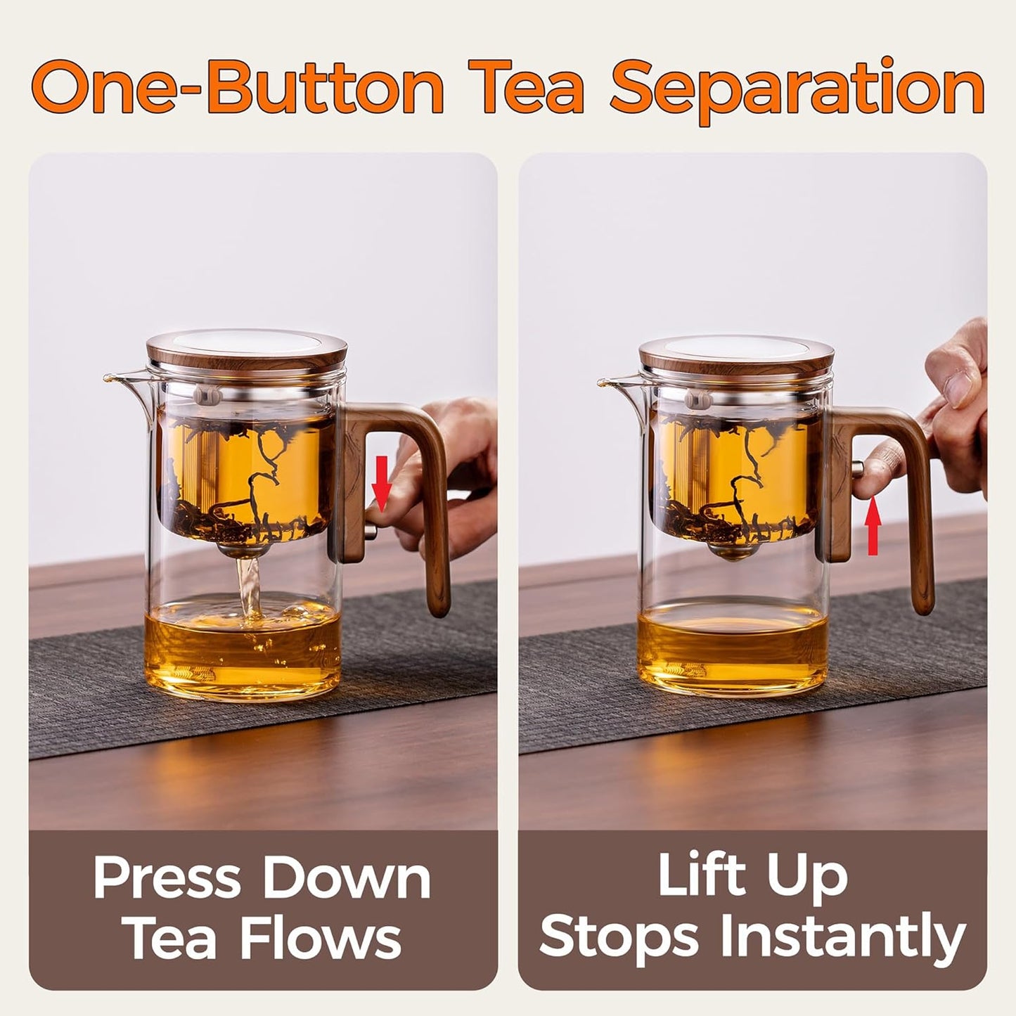 20 oz (600 ml) Enchanted Tea Pot, Magic Tea Pot for Loose Leaf Tea Steeper, Heat Resistant Borosilicate Glass Teapot
