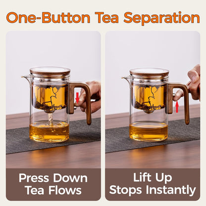 20 oz (600 ml) Enchanted Tea Pot, Magic Tea Pot for Loose Leaf Tea Steeper, Heat Resistant Borosilicate Glass Teapot