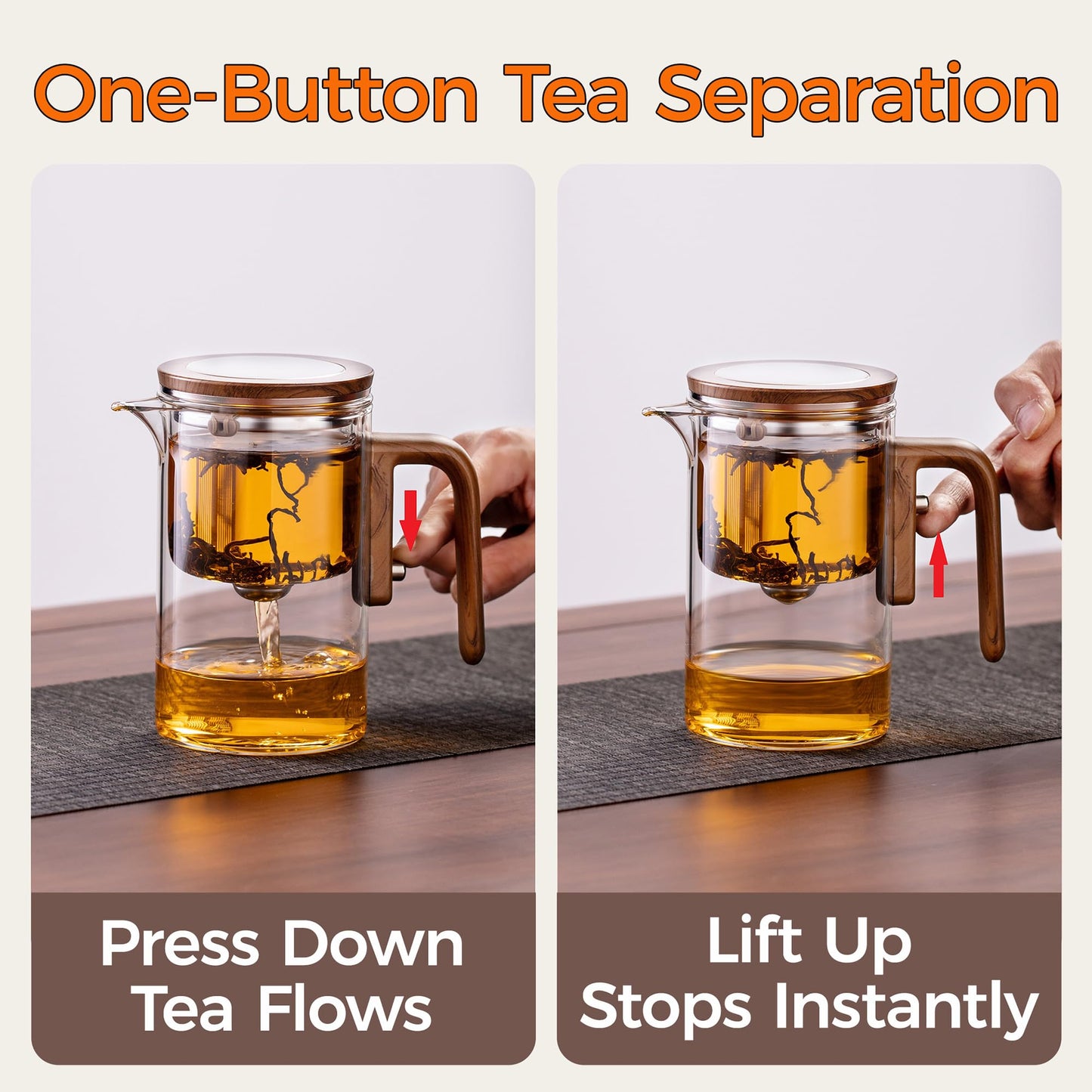 DRNKNSTX Enchanted Tea Pot, Magic Tea Pot for Loose Leaf Tea Steeper, Heat Resistant Borosilicate Glass Teapot with Tea Infuser, Ideal Gift for Tea Lovers - 20 oz (600 ml)