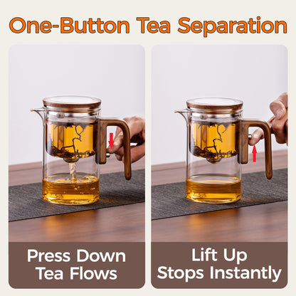 DRNKNSTX Enchanted Tea Pot, Magic Tea Pot for Loose Leaf Tea Steeper, Heat Resistant Borosilicate Glass Teapot with Tea Infuser, Ideal Gift for Tea Lovers - 20 oz (600 ml)