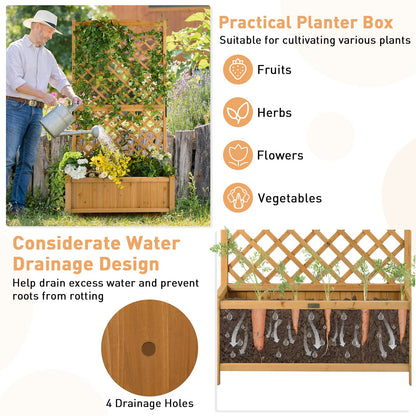 Giantex Raised Garden Bed with Trellis 2 Pack, 72'' Wooden Planter Box Outdoor w/Privacy Screen Roof, Large Vertical Garden Planter w/Drainage Holes for Climbing Plants, Patio Balcony Backyard