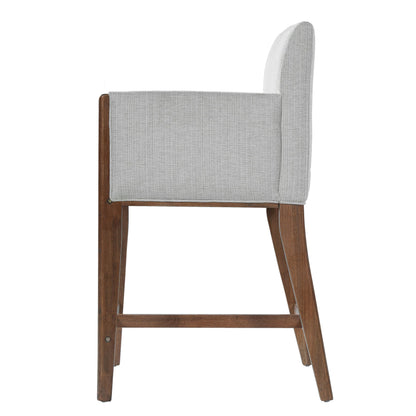Christopher Knight Home Willer 24'' Comfy Upholstered Counter Height Bar Stools Set of 2, Counter Stools for Kitchen Island, Wood Dining Room Chair, Bar Stool with Footrest/Armrest, Walnut + Beige