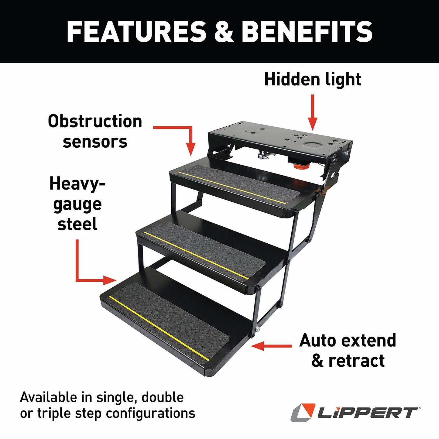 Kwikee 369552 25 Series (7" Rise) Step Assembly with Logic Control Unit and Power Switch Kit