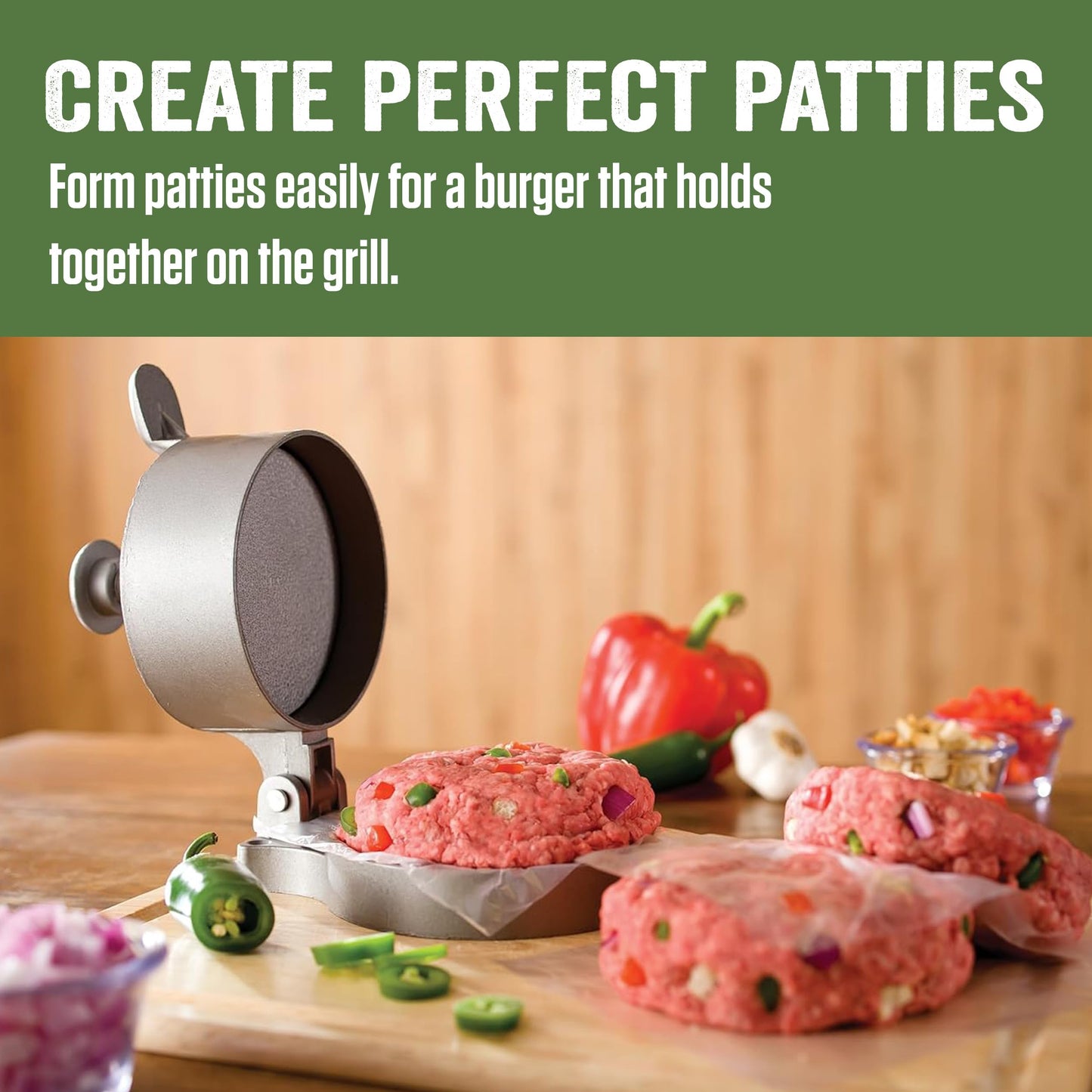 LEM Products Adjustable Burger Press, Non-Stick, Heavy-Duty Aluminum