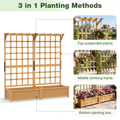 Aoxun 108" Raised Garden Bed with Trellis, Wood Planter Container with Hanging Roof & Garden Boxes for Climbing Plants Flowers Vine (3 piece)