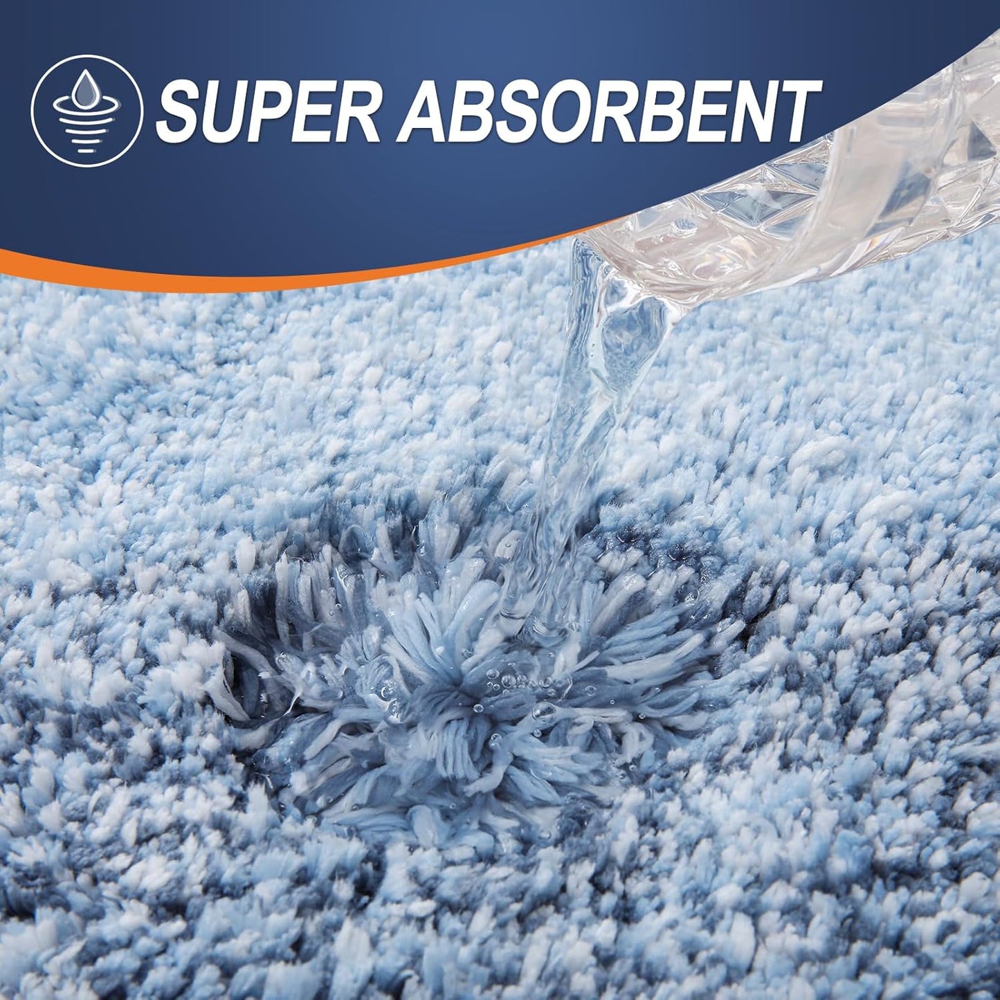 OLANLY Bathroom Runner Rug - Extra Soft Microfiber, Quick Dry, Machine Washable | 47x20, Blue