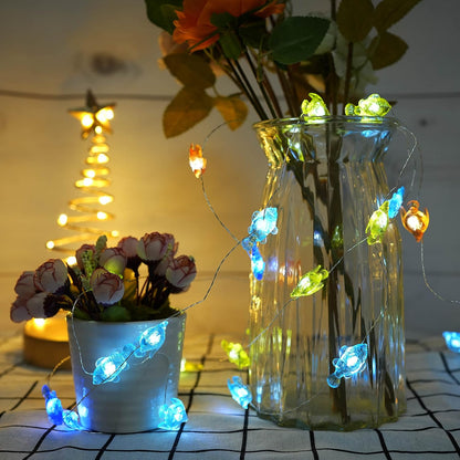 14ft 40 8 Decorman Tropical Fishes Decorative String Lights, LED Modes Cool White Weatherproof Battery Operated Ocean