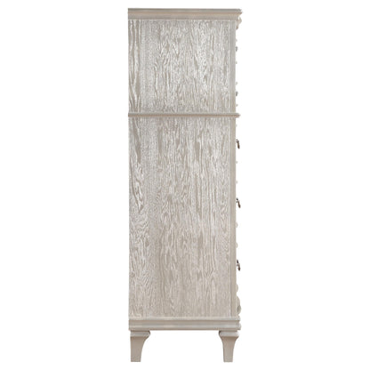 Coaster Home Furnishings - Evangeline - Wood - 6-Drawer Chest with Hexagonal-Shaped Knobs and Felt-Lined Drawer - Bedroom - Modern Classic - Silver Oak - 223395