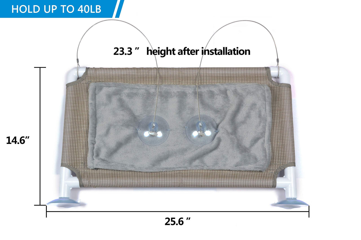 PEFUNY Cat Window Hammock – Mess-Free Waterproof Cats Window Perch for Large Cats, Strong Suction Cup Hammock with Flannel Cover, Indoor Cat Seat, Beige