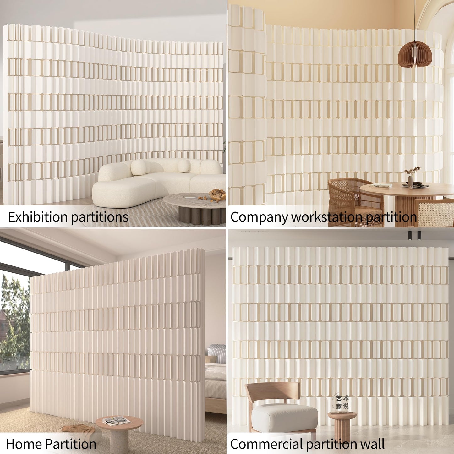 Folding Room Divider – Adjustable Privacy Screen Panel, Portable Freestanding Wall Partition for Home Office, Dorm, Studio & Exhibition(White)-20