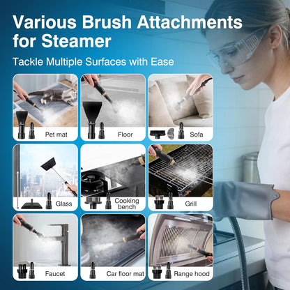 Skiennix Steam Cleaner - 2500W High Pressure Portable Steamer with 6 Adjustable Levels & 17-Pc Kit