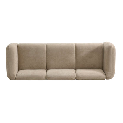 Merax 87" Chenille Upholstered Sofa Couch 3 Seater with 2 Pillows, Modern Living Room Sofa with Solid Wood Legs, Camel