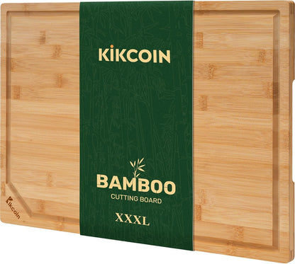 2418 Kikcoin Bamboo Cutting Boards for Kitchen, Wooden Healthy Cutting Boards for Charcuterie, Vegetables, Cheese