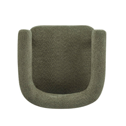 Christopher Knight Home Carly Low Profile Accent Chair, Round Backrest Side Chair, Living Room Armchair with Boucle Fabric Cushion,Comfy Reading Chair for Bedroom,Wooden Single Lounge Sofa,Olive Green