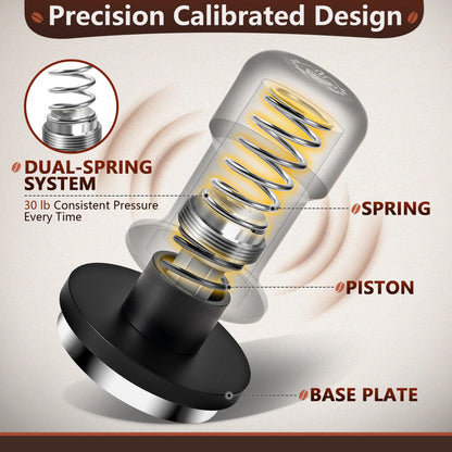 Espresso Tamper 58mm – Fits E61 Portafilter – Compatible With Rocket, Gaggia Classic, Rancilio Silvia, ECM, Profitec, La Marzocco – Spring Loaded Calibrated Self Leveling Coffee Tamper Tool