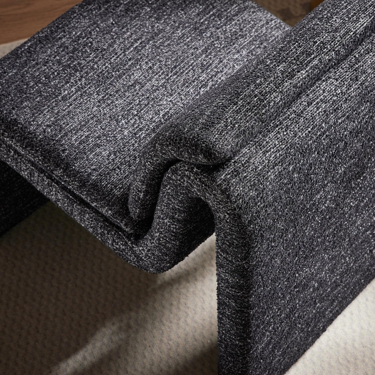 Modway Lume Curved Lounge Chair in Charcoal Boucle Fabric – Modern Upholstered Armless Accent Chair with Padded Cushion - Unique Slipper Chair for Bedroom or Living Room