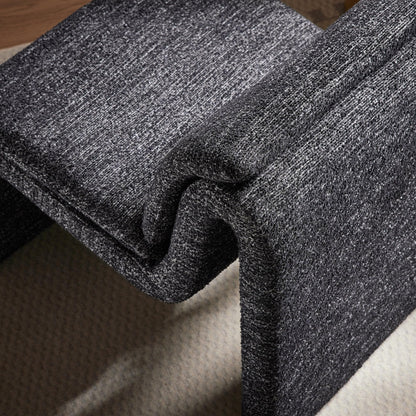 Modway Lume Curved Lounge Chair in Charcoal Boucle Fabric – Modern Upholstered Armless Accent Chair with Padded Cushion - Unique Slipper Chair for Bedroom or Living Room