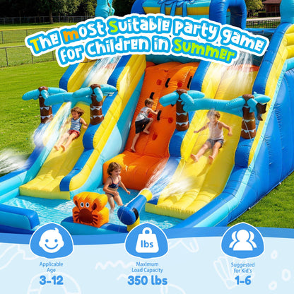 17FT Oxford Inflatable Water Slide Backyard Water Park with Slide & Splash Pool Suitable for Summer Outdoor Entertainment Pool Parties and Family Gatherings（Including -Blower）