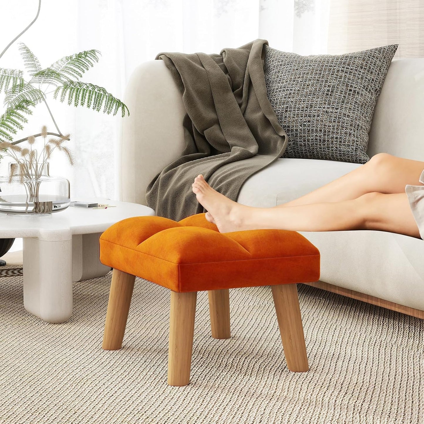 15.74" D11.81" W10.62" UHBD032J YMYNY Footstool, Small Ottoman Stool Chair, Modern Padded Sofa Seat Foot Rest Stool