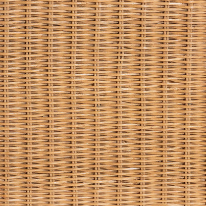 Bali & pari Palm Scallop Natural Rattan Ottoman with Cushion – Handwoven Wicker Accent Bench for Living Room, Bedroom or Entryway, Coastal Boho Style Accent Furniture, 46-inch Wide, Rectangular