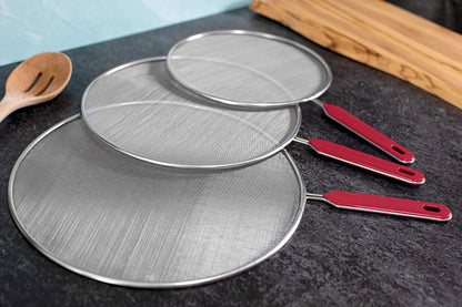 BitimexHome Grease Splatter Screen For Frying Pan Cooking Set of 3 (8", 10" and 11") Fine Mesh Iron Skillet Lid Guard Shield