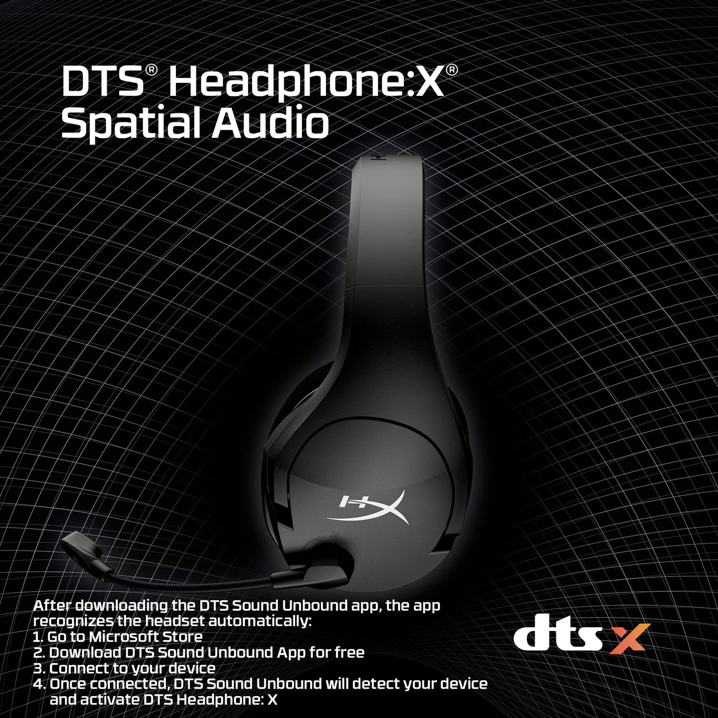 HyperX Cloud Stinger Core – Wireless Lightweight Gaming Headset, DTS Headphone:X spatial audio, Noise Cancelling Microphone, For PC, Black