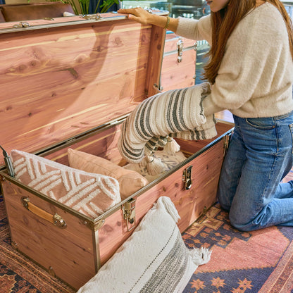 Rhino Trunk & Case Knotty Cedar Chest – Large Storage Box, Coffee Table, End of Bed Trunk or Entryway Storage Bench – 32"x18"x14" USA-Made, Furniture Grade, Heirloom Aesthetic – Strong and Secure