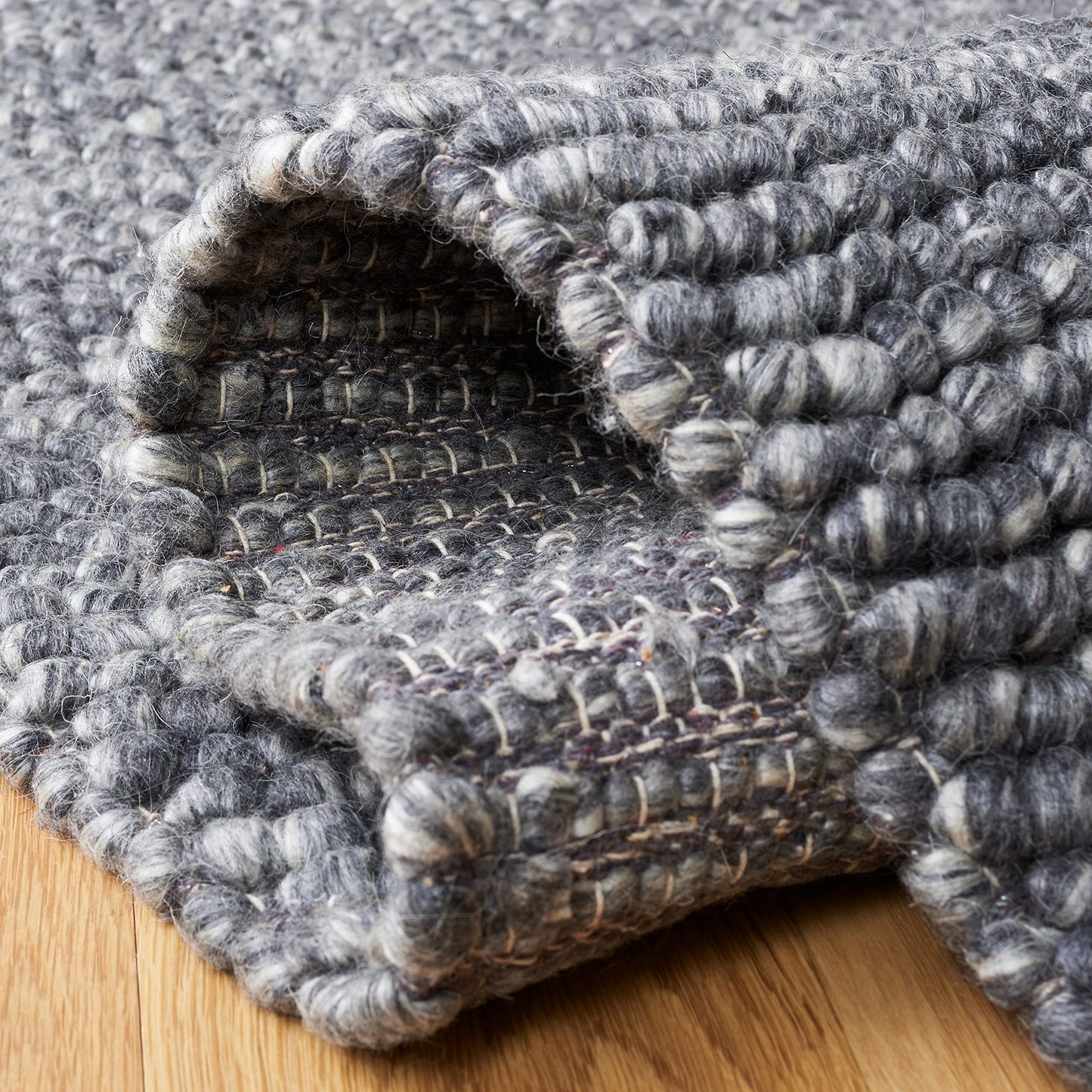 SAFAVIEH Area Rug 9x12 - Natura Collection - Large - Dark Grey, Handmade Wool Blend, Textured Design, Ideal for Living Room, Bedroom, Dining Space (NAT620H)