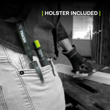 Tracer Mechanical Carpenter Pencils Set with Replacement Lead (6 Pack) - Construction Pencil with Site Holster - All In One Marking Kit for Carpenter Tools Contractor Pencils - AMK1
