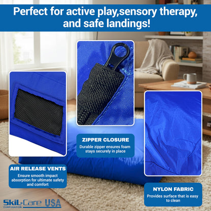 Skil-Care Crash Pad for Kids | Sensory Crash Mat for Active Play | High-Density & Soft Foam Blocks Landing Zone | Kids Jumping Pillow for Indoor & Outdoors Use with Durable Nylon Cover - 6x8 feet