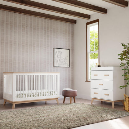 Babyletto Scoot 3-in-1 Baby Crib Convertible to Wooden Toddler Bed, Daybed - GREENGUARD Gold Certified - Easy Assembly, Made of 100% Solid Wood - Includes Toddler Conversion Kit - White/Washed Natural