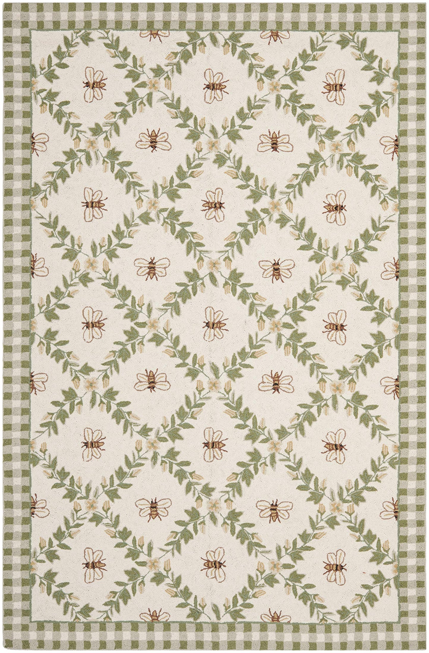 SAFAVIEH Area Rug 8x10 - Chelsea Collection - Large - Ivory & Green, Hand-Hooked Wool, French Country Design, Ideal for Living Room, Bedroom, Office, Dining Space (HK55A)