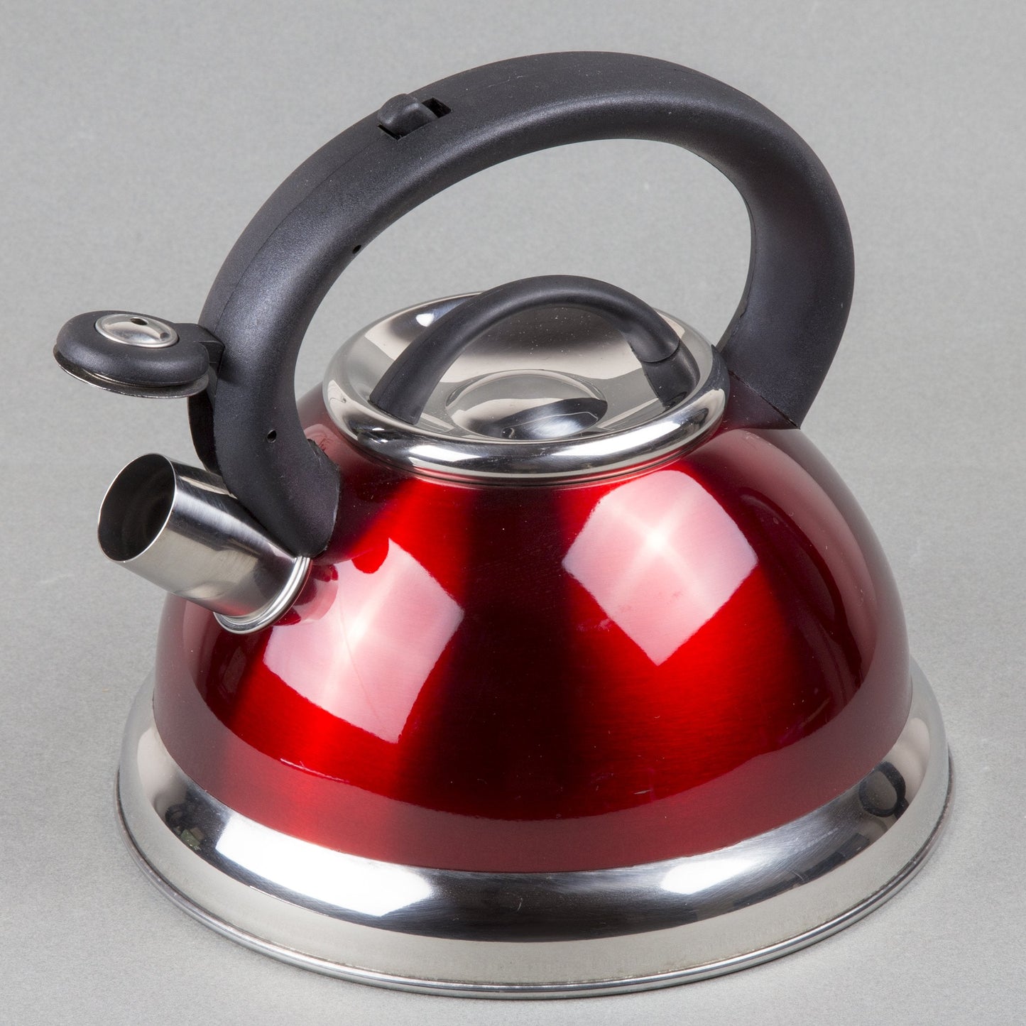 Creative Home Alexa 3.0 Quart Stainless Steel Whistling Tea Kettle Fast Boiling Heat Water for Stovetop Whistle Tea Pot, Metallic Cranberry
