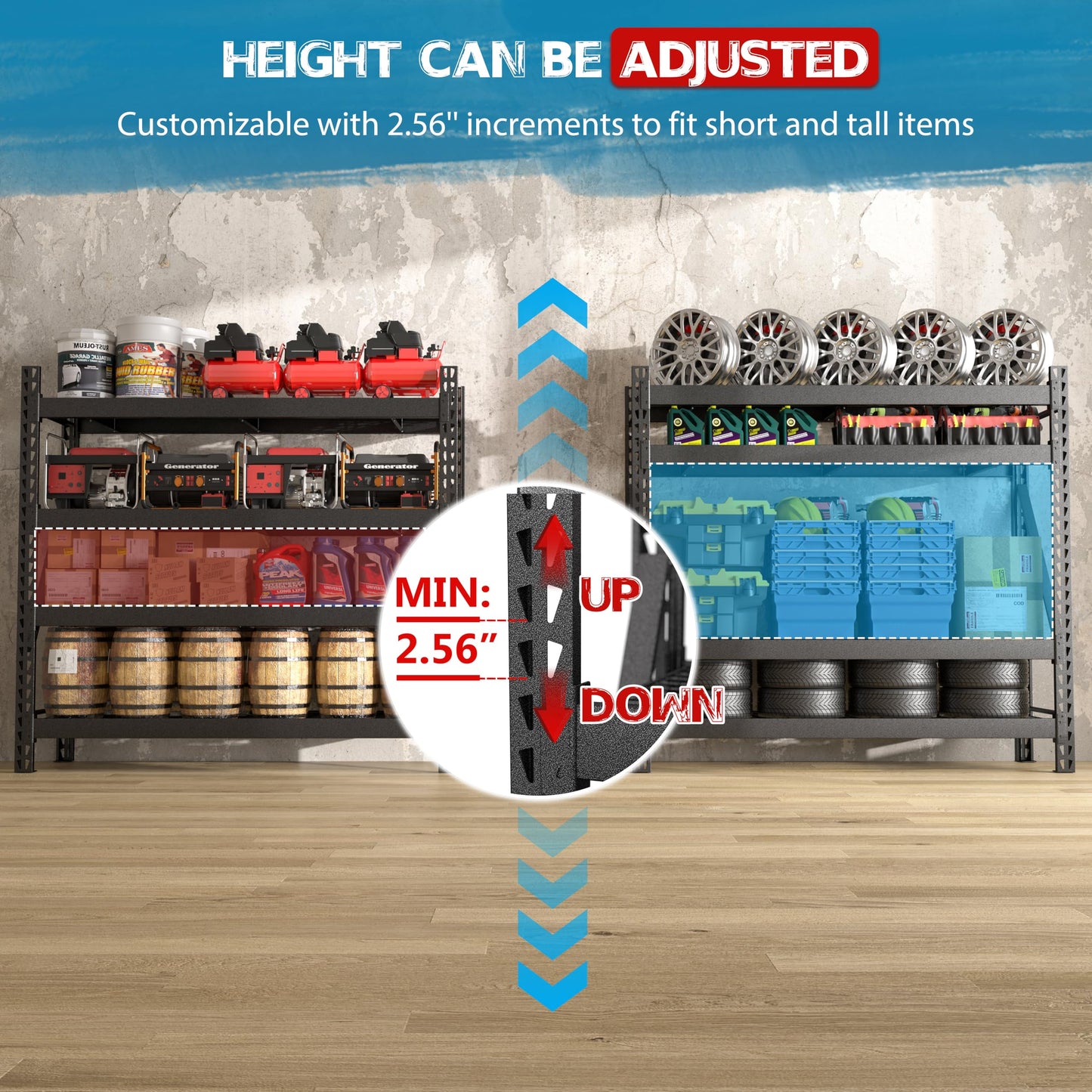 Yardenaler 8000LBS Garage Shelving Units, 4-Tier Industrial Iron Shelving Unit Garage Storage Rack for Basement Warehouse, 78 "W x 24 "D x 72 "H, Black