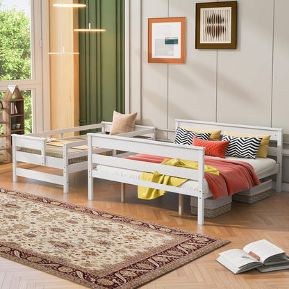 Acosure Solid Wood Twin XL Over Queen Bunk Bed with Ladder and Slat Support,Bedroom Detachable Bed Frame w/Easy Assembly & No Box Spring Required,for Kid Adult Boy Girl Teen,White