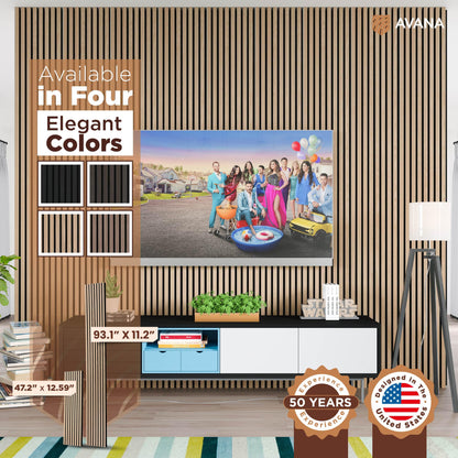 Avana Acoustic Wood Wall Panels – 93.2x11.25 Inch Panels – Fits 94x12 Layout – White Oak Acoustic Panels 4 PCs – Wall Panels for Interior Wall Decor for Homes, Offices – Durable Wood Panels for Wall
