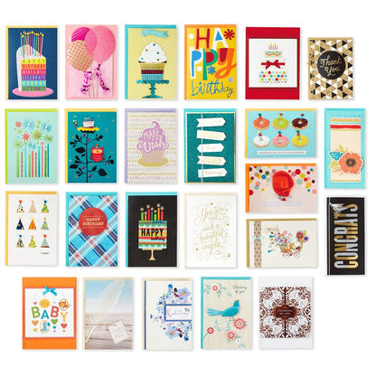 Hallmark Pack of 24 Handmade Assorted Boxed Greeting Cards, Modern Floral—Birthday/ Baby Shower Cards, Wedding/ Sympathy Cards, Thinking of You/ Thank You Cards