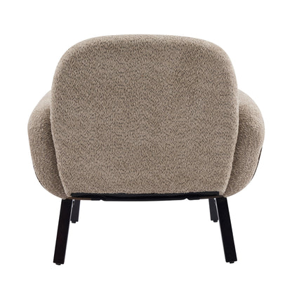 Christopher Knight Home Audrey Boucle Upholstered Accent Chair, Living Room Low Profile Armchair, Solid Wood Comfy Reading Chair, Modern Single Lounge Sofa, Light Camel