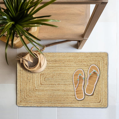 COTTON CRAFT Jute Area Rug - 100% Braided Jute, Neutral Reversible, Small 22x34 Rug for Kitchen, Living Room, Bedroom