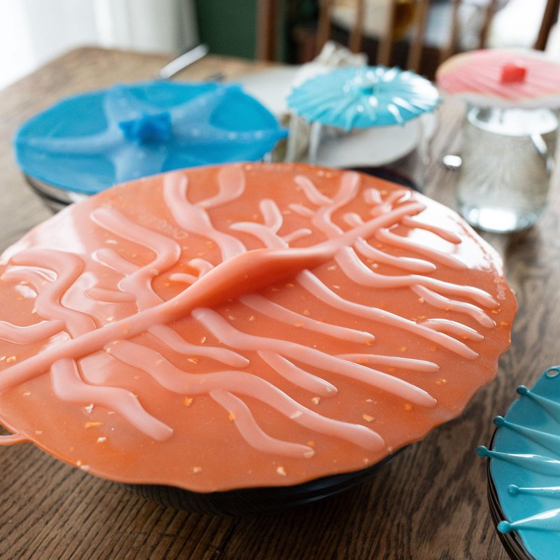 Charles Viancin - Coastal Silicone Lid for Food Storage - Set of 4 Lids - 11, 9, 8, and 6 Inch - Creates an Airtight Seal on Any Smooth Rim Surface