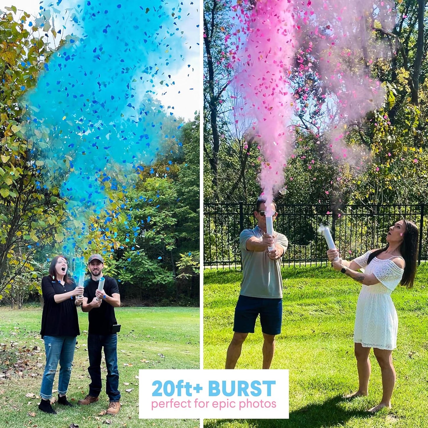 2 2 4 Pack PrimePure Gender Reveal Confetti Cannon - Biodegradable Powder & Heart Shaped Confetti Poppers - Pink
